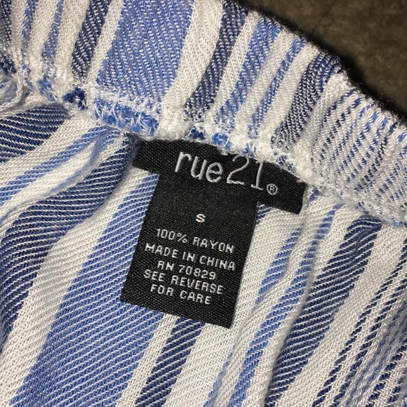 Rue21 Blue & White Striped Off the Shoulder Romper - Picture 2 of 2